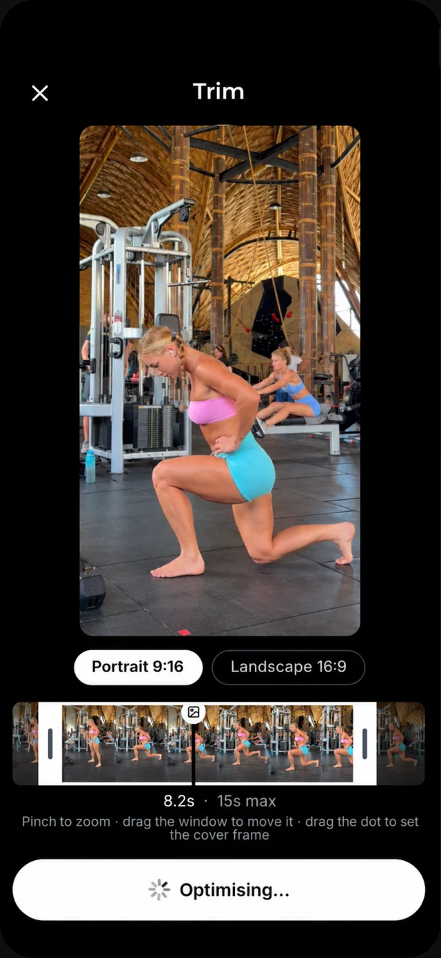 Trimming a creator's own exercise video in DUAL